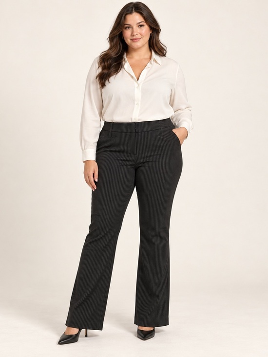 Ricki's Pants - NWT Ricki’s Curvy Fit Black Pinstripe Bootcut Dress Pants 14 Long